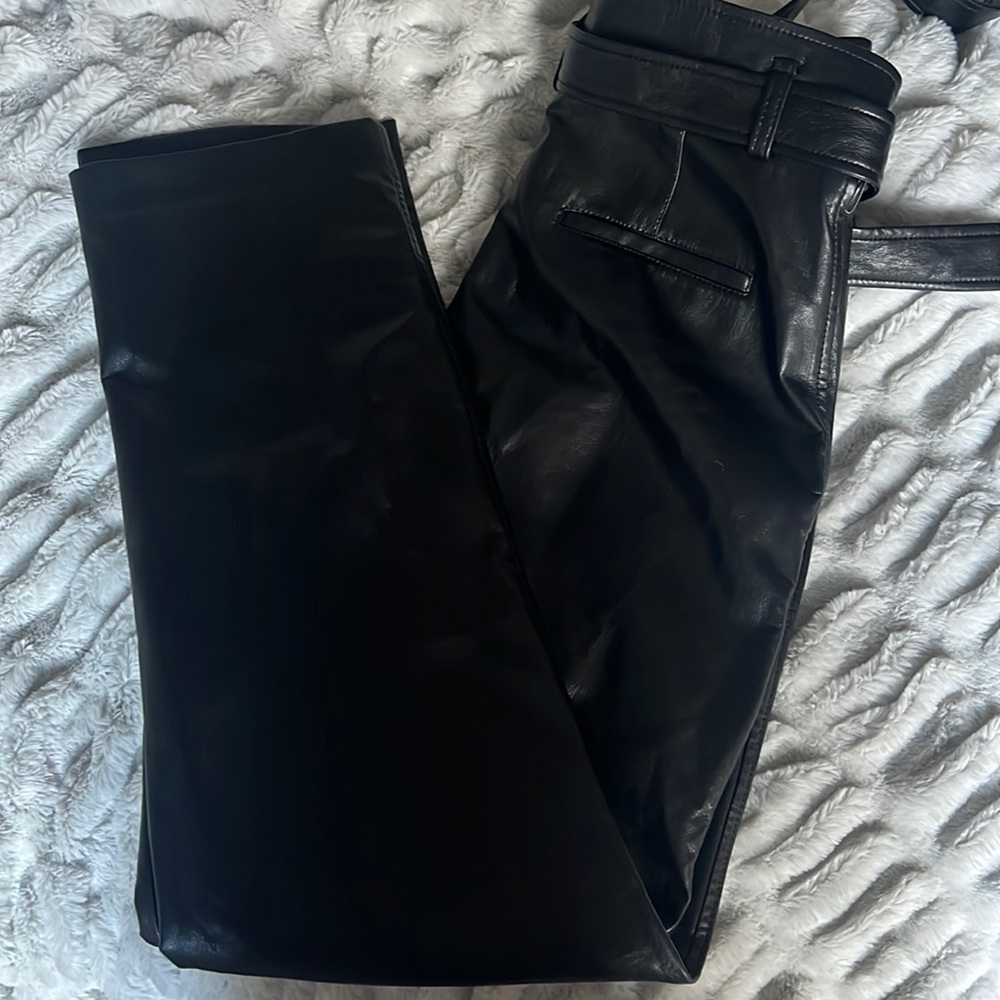 💫SALE Aritzia Babaton Vegan Leather Tie-Front Belted Pants - Picture 9 of 11
